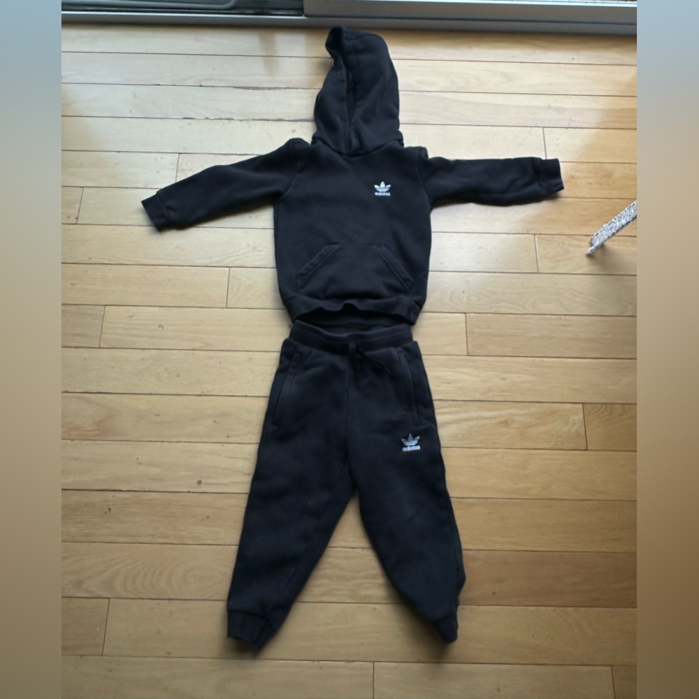 Adidas Kids Black Sweatpants & Hoodie Set